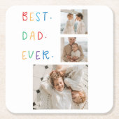 コラージュモダンフォトカラフル最高のパパEver Gift スクエアペーパーコースター (正面)