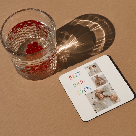 コラージュモダンフォトカラフル最高のパパEver Gift スクエアペーパーコースター