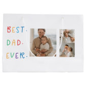 コラージュモダンフォトカラフル最高のパパEver Gift ラージペーパーバッグ (裏面)