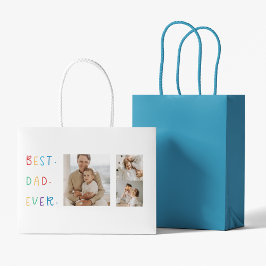 コラージュモダンフォトカラフル最高のパパEver Gift ラージペーパーバッグ