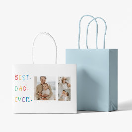 コラージュモダンフォトカラフル最高のパパEver Gift ラージペーパーバッグ