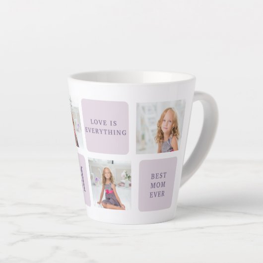 コラージュモダンフォトハッピーマザーズ日紫ギフト カフェラテマグ (右アングル)
