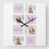 コラージュモダンフォトハッピーマザーズ日紫ギフト スクエア壁時計 (正面)