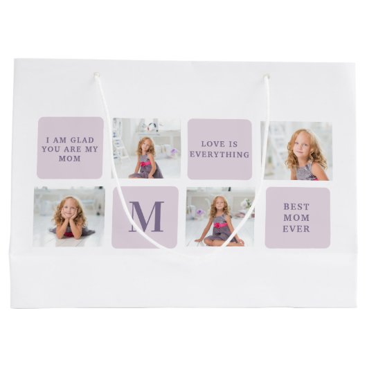 コラージュモダンフォトハッピーマザーズ日紫ギフト ラージペーパーバッグ (裏面)