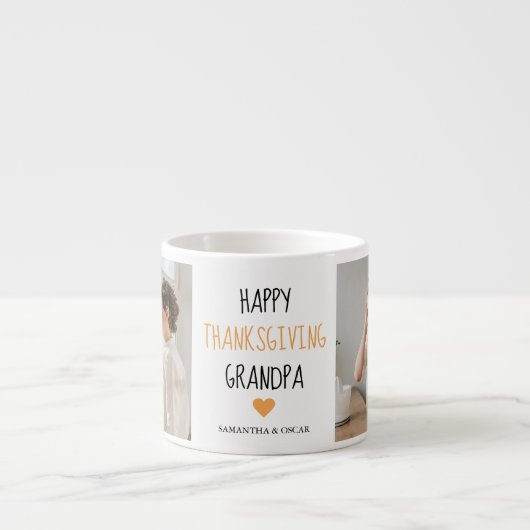 コラージュモダンフォトハッピー感謝祭おじいちゃん エスプレッソカップ (正面)