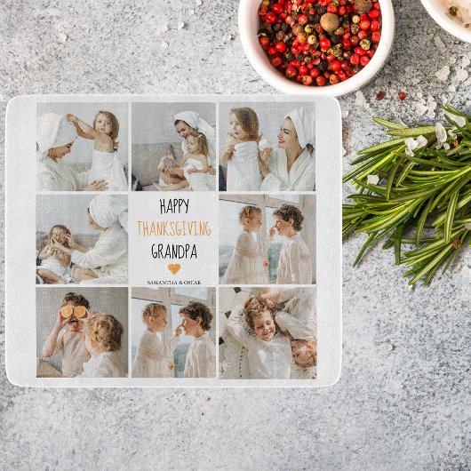 コラージュモダンフォトハッピー感謝祭おじいちゃん カッティングボード