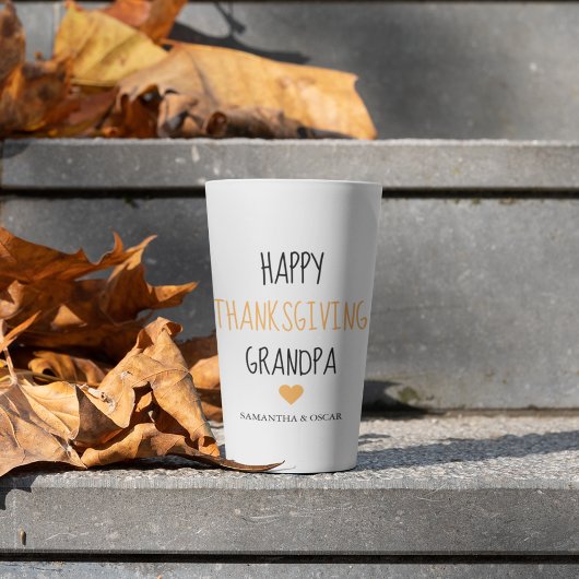 コラージュモダンフォトハッピー感謝祭おじいちゃん カフェラテマグ