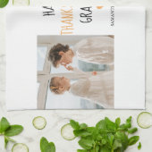 コラージュモダンフォトハッピー感謝祭おじいちゃん キッチンタオル (折り畳み)