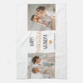 コラージュモダンフォトハッピー感謝祭おじいちゃん キッチンタオル (縦)