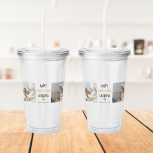 コラージュモダンフォトハッピー感謝祭おばあちゃん アクリルタンブラー