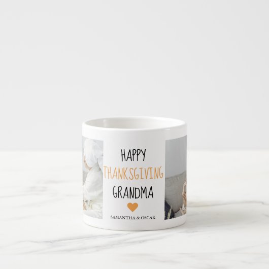 コラージュモダンフォトハッピー感謝祭おばあちゃん エスプレッソカップ (正面)