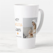 コラージュモダンフォトハッピー感謝祭おばあちゃん カフェラテマグ (右アングル)