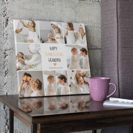 コラージュモダンフォトハッピー感謝祭おばあちゃん キャンバスプリント