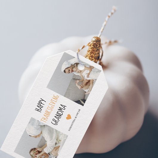 コラージュモダンフォトハッピー感謝祭おばあちゃん ギフトタグ