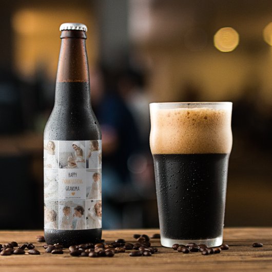 コラージュモダンフォトハッピー感謝祭おばあちゃん ビールラベル