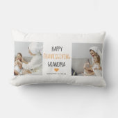 コラージュモダンフォトハッピー感謝祭おばあちゃん ランバークッション (正面)