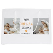 コラージュモダンフォトハッピー感謝祭おばあちゃん ラージペーパーバッグ (正面)