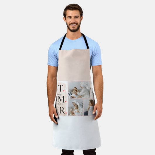 コラージュモダンフォトピンクハッピーマザーズ・デイ エプロン (着用した状態)