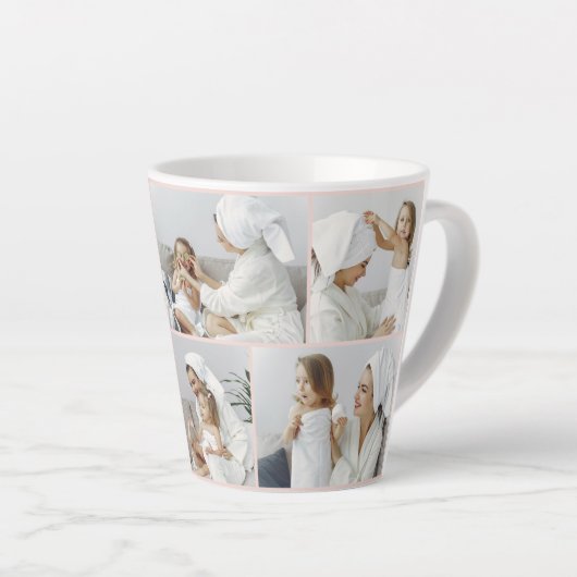 コラージュモダンフォトピンクハッピーマザーズ・デイ カフェラテマグ (右アングル)