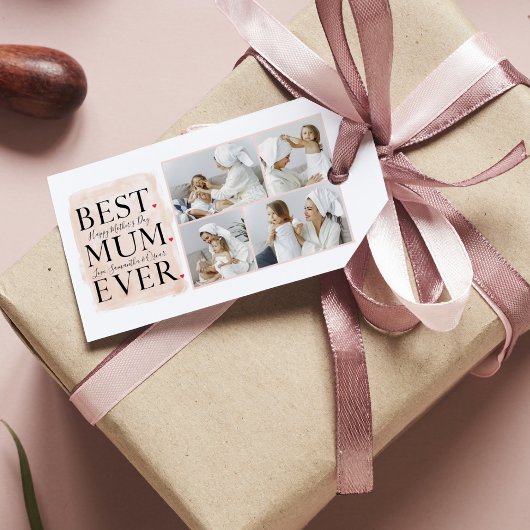 コラージュモダンフォトピンクハッピーマザーズ・デイ ギフトタグ