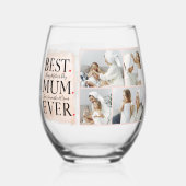 コラージュモダンフォトピンクハッピーマザーズ・デイ ステムなしワイングラス (正面)