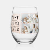 コラージュモダンフォトピンクハッピーマザーズ・デイ ステムなしワイングラス (裏面)