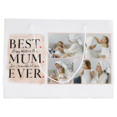 コラージュモダンフォトピンクハッピーマザーズ・デイ ラージペーパーバッグ (裏面)