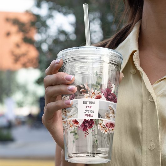 コラージュモダンフォトフラワーフレーム最高のママギフト アクリルタンブラー