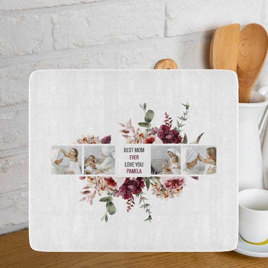 コラージュモダンフォトフラワーフレーム最高のママギフト カッティングボード