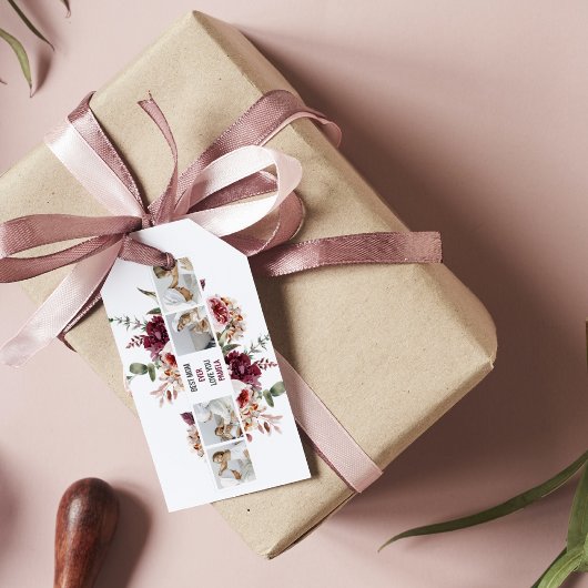 コラージュモダンフォトフラワーフレーム最高のママギフト ギフトタグ