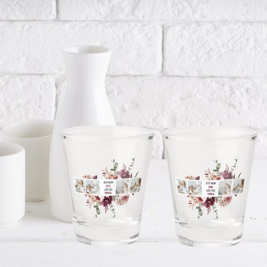 コラージュモダンフォトフラワーフレーム最高のママギフト ショットグラス