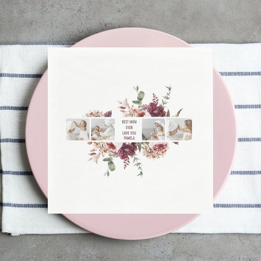 コラージュモダンフォトフラワーフレーム最高のママギフト スタンダードランチョンナプキン