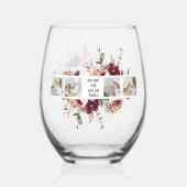 コラージュモダンフォトフラワーフレーム最高のママギフト ステムなしワイングラス (正面)