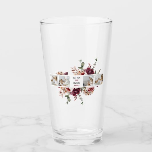 コラージュモダンフォトフラワーフレーム最高のママギフト タンブラーグラス (正面)