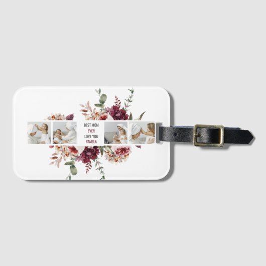 コラージュモダンフォトフラワーフレーム最高のママギフト ラゲッジタグ (正面横)