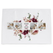 コラージュモダンフォトフラワーフレーム最高のママギフト ラージペーパーバッグ (正面)