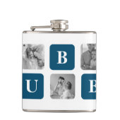 コラージュモダンフォトブルー最高のハビーエバーギフト フラスク (正面)