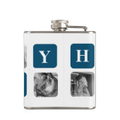 コラージュモダンフォトブルー最高のハビーエバーギフト フラスク (裏面)