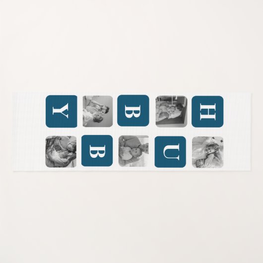 コラージュモダンフォトブルー最高のハビーエバーギフト ヨガマット (正面(横))