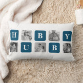 コラージュモダンフォトブルー最高のハビーエバーギフト ランバークッション (ブランケット)