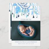 コラージュモダンフォトベビーブルードリームキャッチャー誕生 案内状 (正面/裏面)