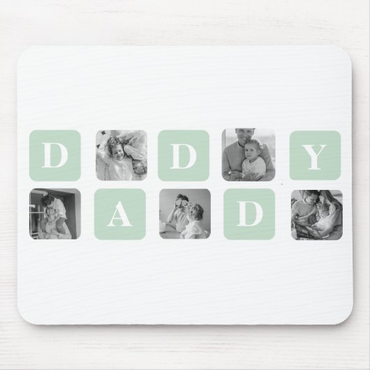 コラージュモダンフォトミント&ハッピーファーズデイギフト マウスパッド (正面)