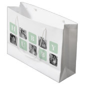 コラージュモダンフォトミント&ハッピーファーズデイギフト ラージペーパーバッグ (正面アングル)