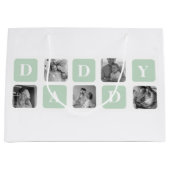 コラージュモダンフォトミント&ハッピーファーズデイギフト ラージペーパーバッグ (正面)