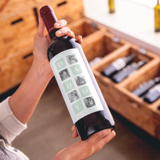コラージュモダンフォトミント&ハッピーファーズデイギフト ワインラベル