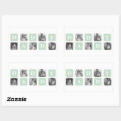 コラージュモダンフォトミント&ハッピーファーズデイギフト 長方形シール (シート)