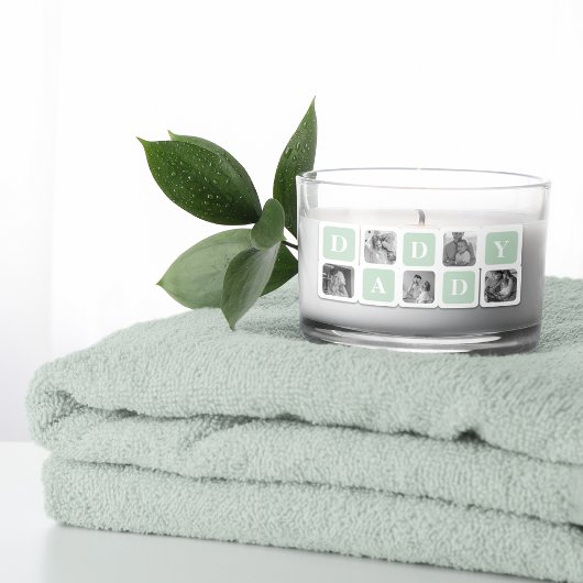 コラージュモダンフォトミント&ハッピーファーズデイギフト 長方形シール