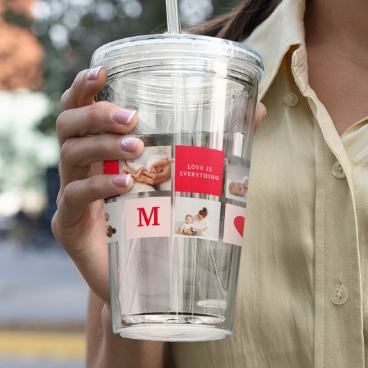 コラージュモダンフォトレッド&ピンクのマ最高のマ・エバーギフト アクリルタンブラー