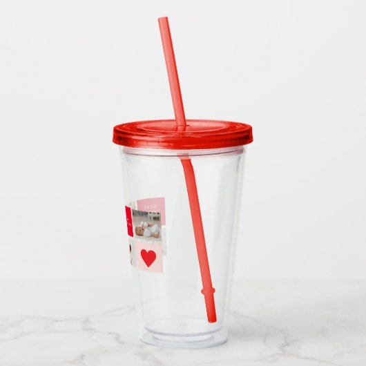 コラージュモダンフォトレッド&ピンクのマ最高のマ・エバーギフト アクリルタンブラー (左)