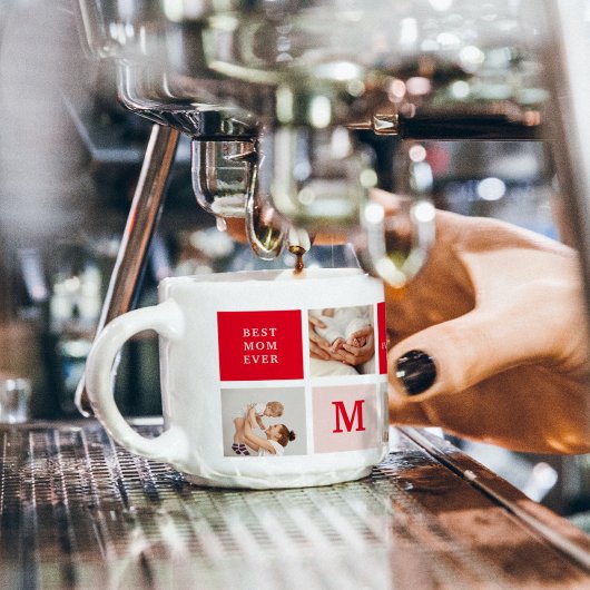 コラージュモダンフォトレッド&ピンクのマ最高のマ・エバーギフト エスプレッソカップ